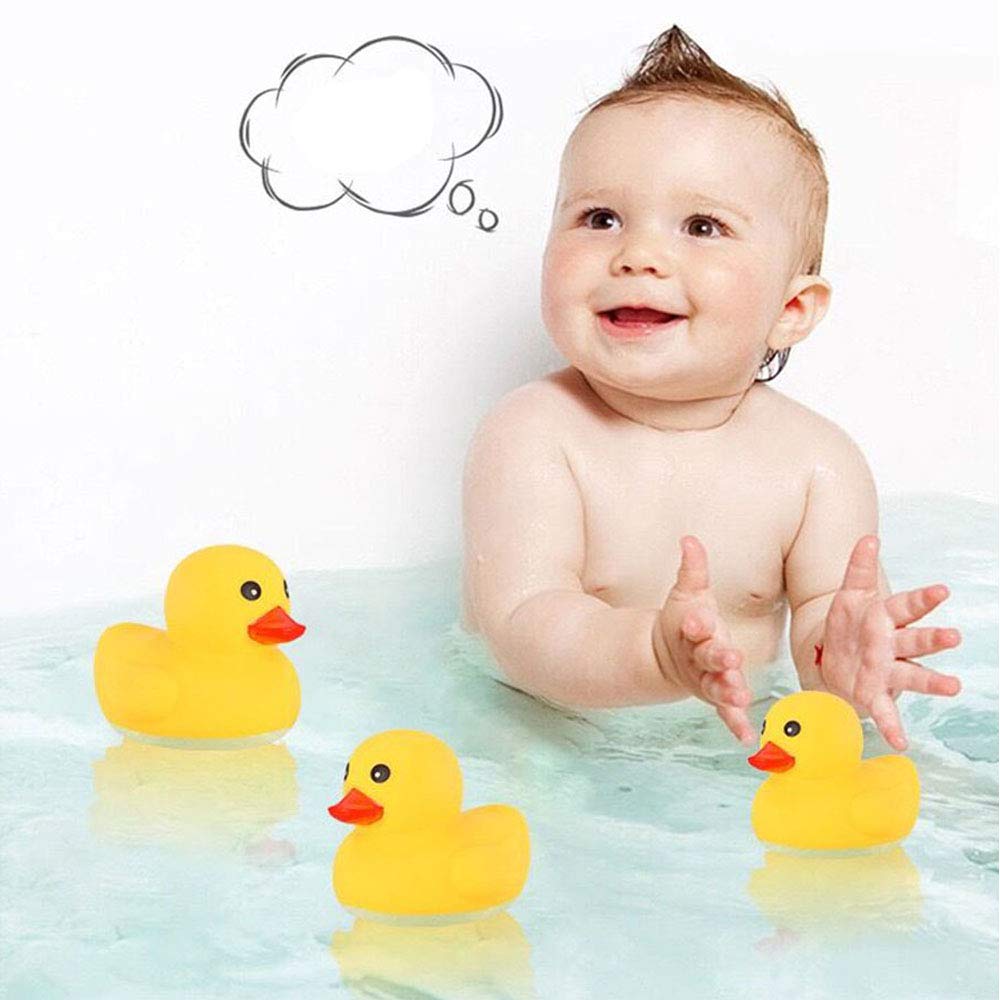 UMBWORLD Preschool Bath Toys Rubber Floating Squeaky Baby Wash Shower Toy for Toddlers Kids Party Decoration 12 Pcs (Yellow Duck