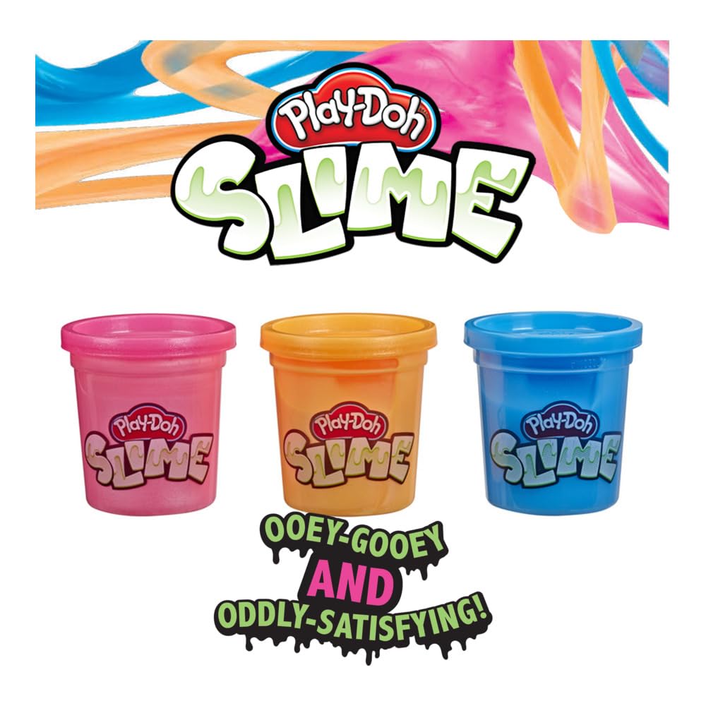 Play-Doh Brand Slime 3 Pack of Non-Toxic Slime - Blue, Metallic Orange, & Metallic Pink