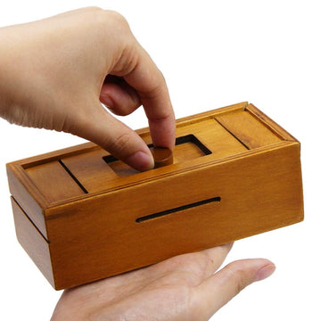 Atdawn Puzzle Gift Case Box With Secret Compartments, Wooden Money Box To Challenge Puzzles Brain Teasers For Adults