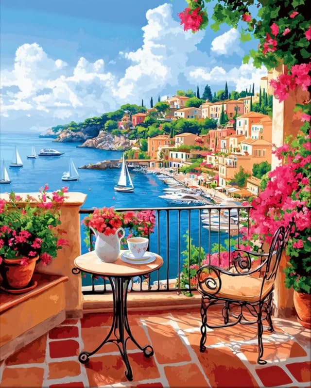 Tulip N Turtle Italian Escape Diy Acrylic Paint By Number Kit For Adults Beginner Canvas Painting By Number Acrylic Painting. Wa