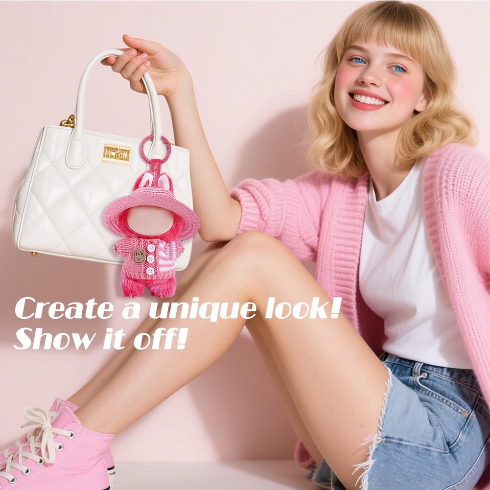 Clothes for Labubu  17cm Outfits for Labubu Dolls  Have a Seat Labubu Clothes Exquisite Accessories for Doll  enhanced Quality Doll Hats and Jackets (Pink)