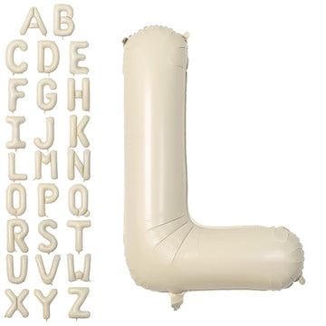 Letter Balloons Beige,40 Inch Letter L Balloons,A-Z Alphabet Name Foil Balloons,Big Single Cream Aluminum L Word Balloons Helium