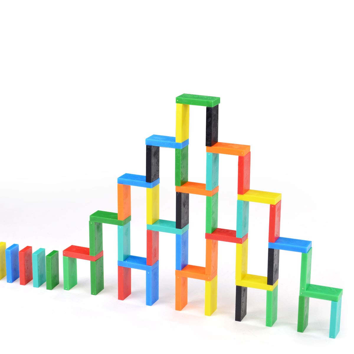 Bulk Dominoes Plastic Bulk 100pcs - Building and Stacking and Chain Reaction Toppling STEAM Toy Blocks for Kids (Classic Mix)