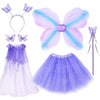 Wildparty Girl Fairy Costume Set With Butterfly Wings, Tutu, Butterfly Hair Clips, Magic Wand, Headband And Veil Costume Set For 3-8 Years Girl Dress Up And Birthday Party Ballet Dance (Purple)