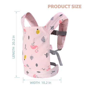 Baby Doll Carrier Front and Back Baby Doll Accessories Backpack Kid Toddlers Play Toy Baby Carriers for Babydoll Pretend with Adjustable Straps for Little Girls (Flamingo)