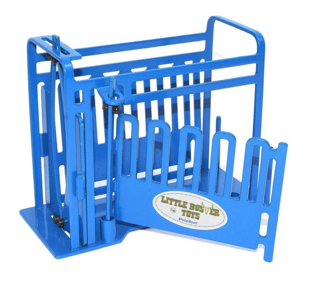 Little Buster Toys Squeeze Chute - Priefert Squeeze Chute With Sliding Gates In Blue, 1/16Th Scale