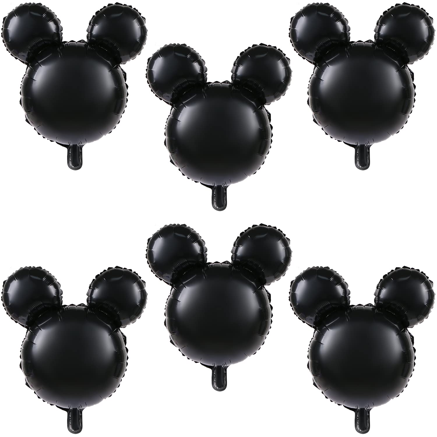 Liyde 6 Pcs Mouse Head Balloon, 24'' Black Aluminum Foil Balloon For Birthday, Baby Shower Decorations