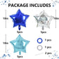 TONIFUL 15Pcs 18 Inch Large Blue Silver Star Shape Foil Balloons Big Stars Helium Mylar Ballons for Birthday Wedding Baby Shower