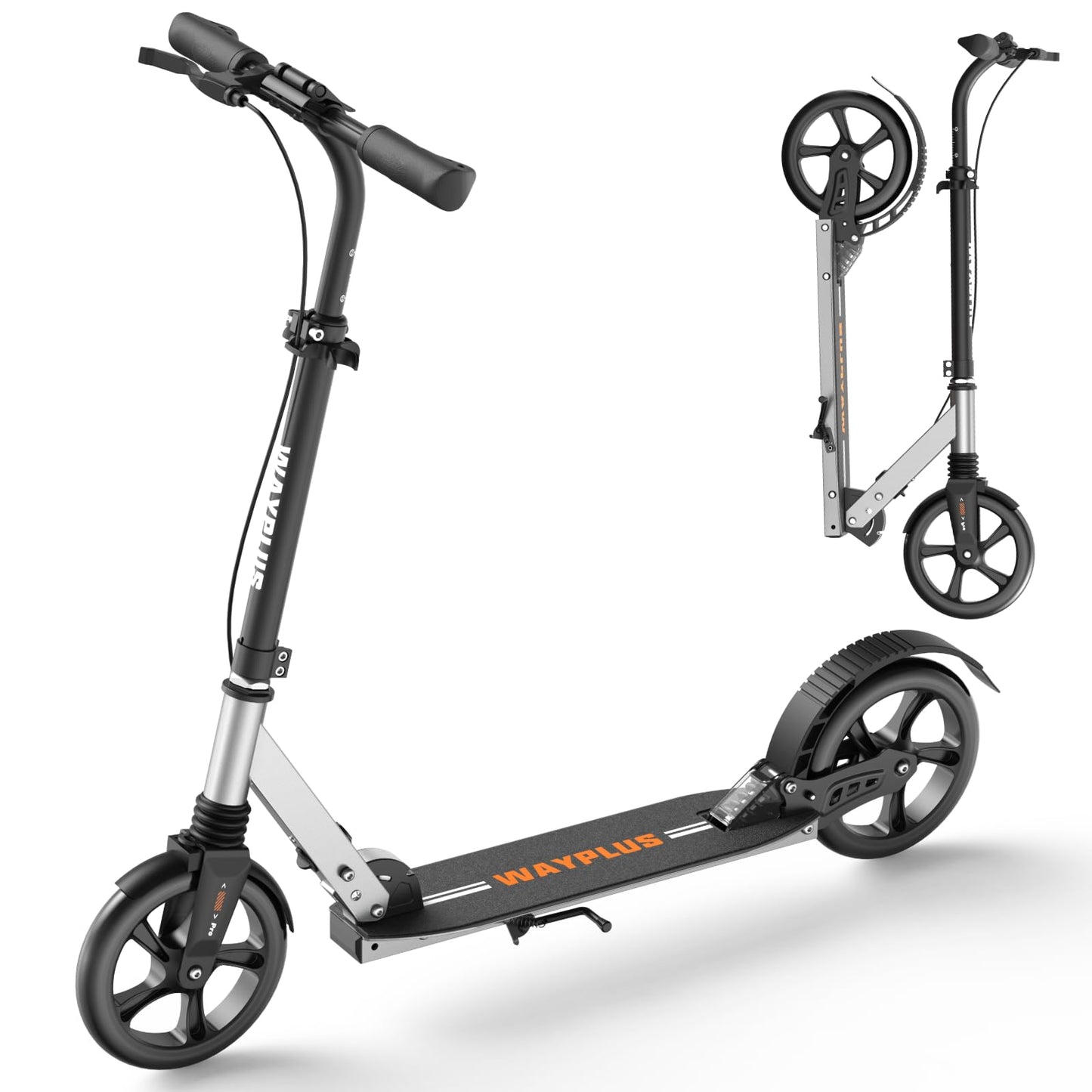 Wayplus Kick Scooter For Teens & Adults. Max Load 240 Lbs. Foldable, Lightweight, 9   Big Wheels, 4 Adjustable Level. Bearing Ab