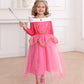 Itvti Girls Princess Dress Up Halloween Party Costume With Crown Wand Earrings Ring, Pink, 6-7 Years (Label 140)