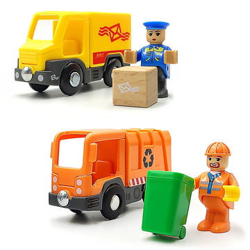 Dshmixia Garbage Mail Truck Small Toys Cars For 3 5 Year Old Boys Magnetic Couplings City Vehicle For Wood Train Set For Children Inside Outside Toys (City Set)
