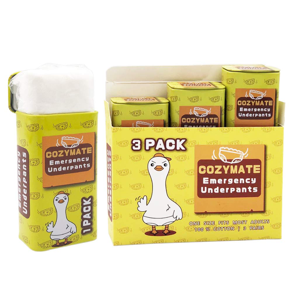 Cozymate 3 Pairs Emergency Underpants In A Can Instant Underwear Travel Out Emergency Underpants In Compact Tin Container White Elephant Gift Exchange Great Funny Gag Gifts For Men Women