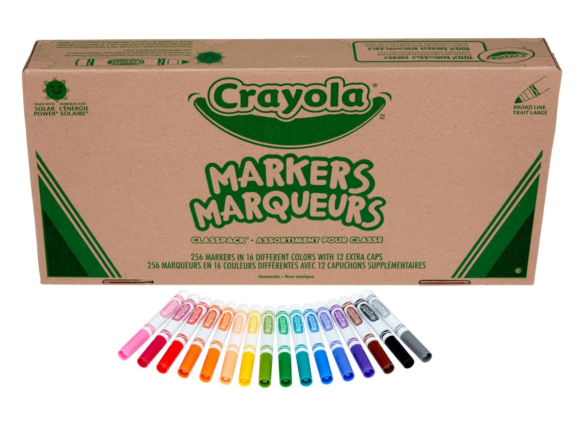 Crayola Broad Line Markers Classpack (256 Ct), Bulk School Supplies For Teachers, Kids Markers For School, Classroom Must Have