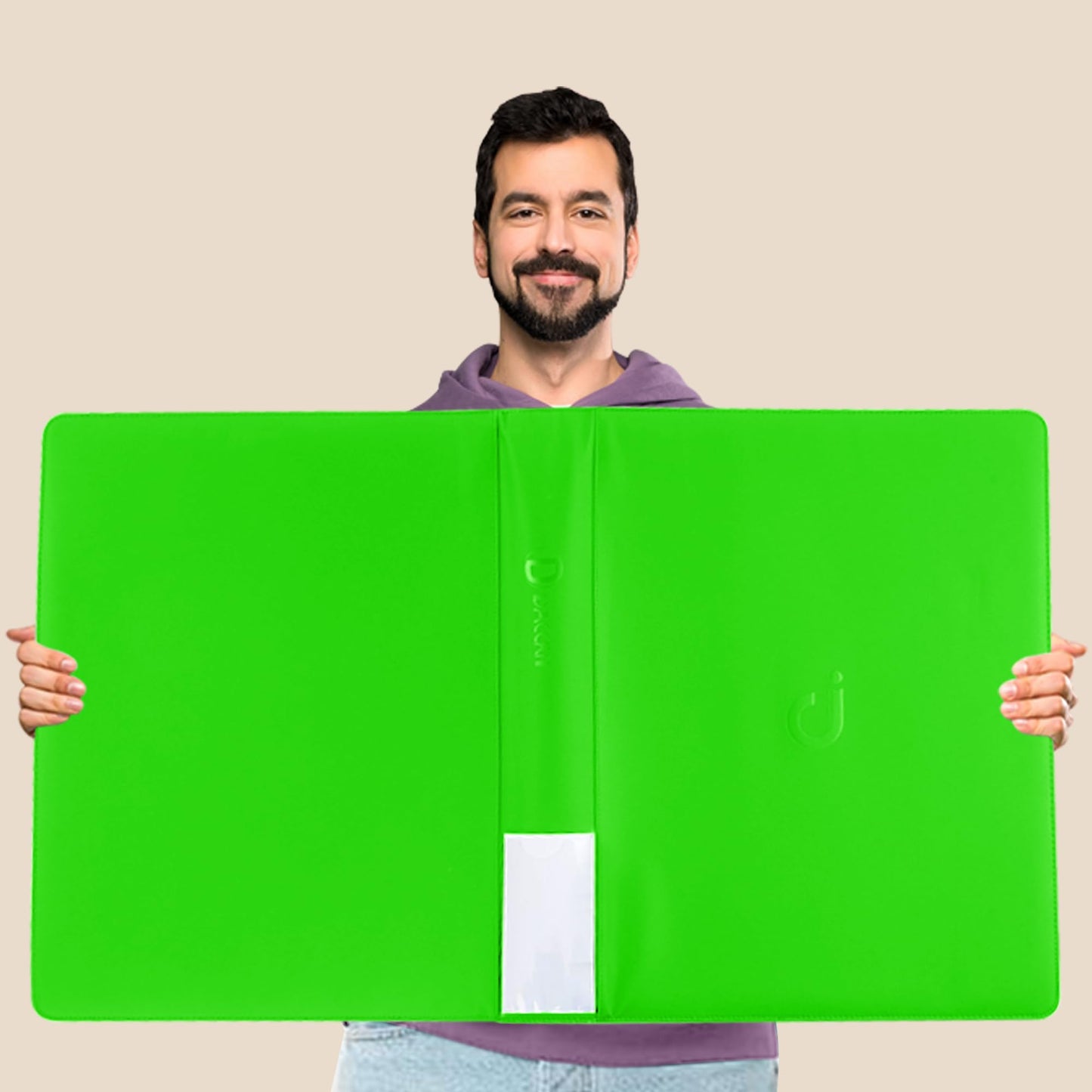 D DACCKIT Toploader Binder  Holds 640 Toploaders - 16-Pocket Top Loader Binder for 3 x 4 Rigid Card Holders for Trading Cards or Sports Cards(Model A Brilliant Green)