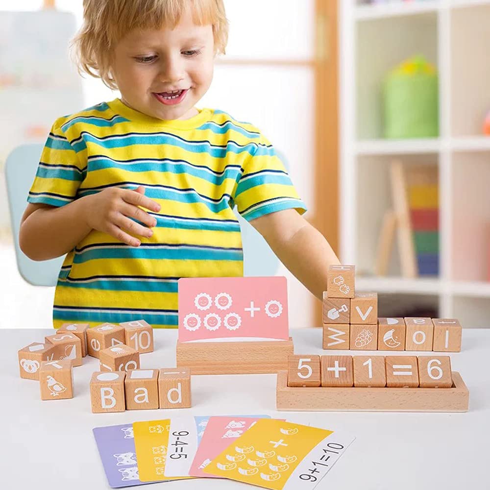 Wooden Blocks,31 Pcs Abc Building Blocks,Wooden Alphabet Baby Blocks,Counting & Building Block Set,Blocks Toys For 3+ Year Old,1.18Inch,Gifts