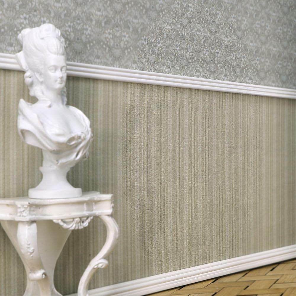 Iland Originality Dollhouse Wallpaper 39 * 15.7 Inch, Dollhouse Accessories On 1:12 Scale Or 1:6 Scale (Striped Yellow-Brown)