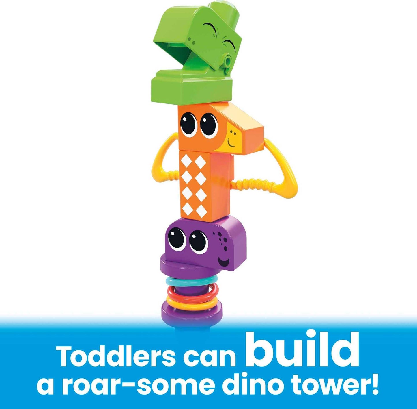 MEGA BLOKS Toddler Building Blocks Set, 24 Pieces, Plastic, Dinos, Model HKN43, Ages 1+