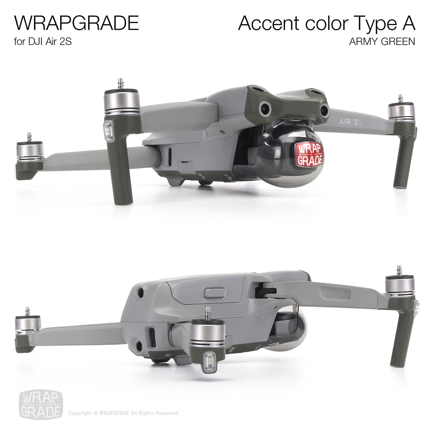 Wrapgrade Skin Compatible with DJI Air 2S | Accent Color A (Army Green)