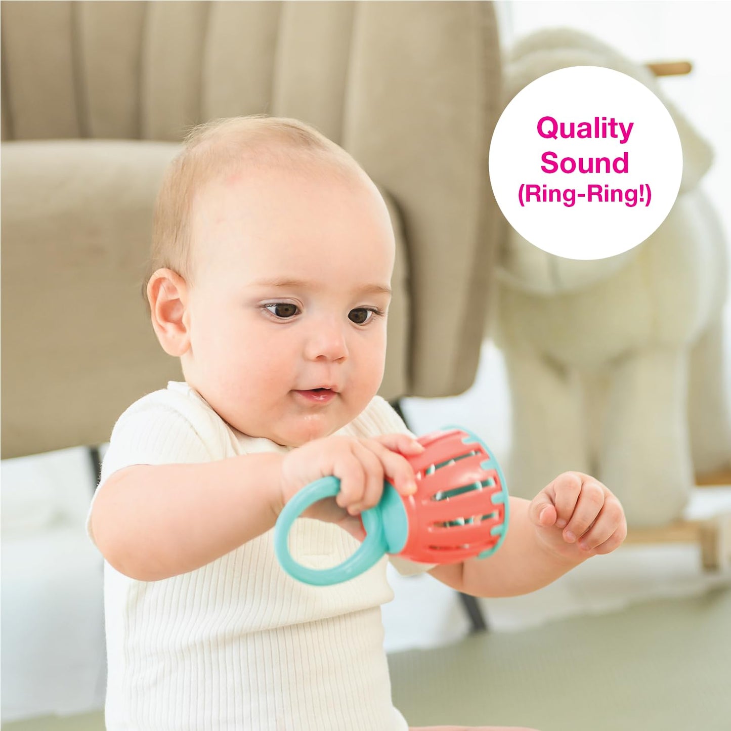 Edushape Maracas For Baby Set Of 2 - Boho Chic Colors - Toddler And Kids Maracas - Musical Instrument For Babies Baby Shaker Toy