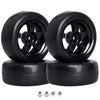 Hobbyfire Pre-Glued OD 2.56'' 12mm Hex Wheels Rims and Rubber Tires for Traxxas Tamiya HPI HSP Redcat RC 1/10 On Road Racing Car