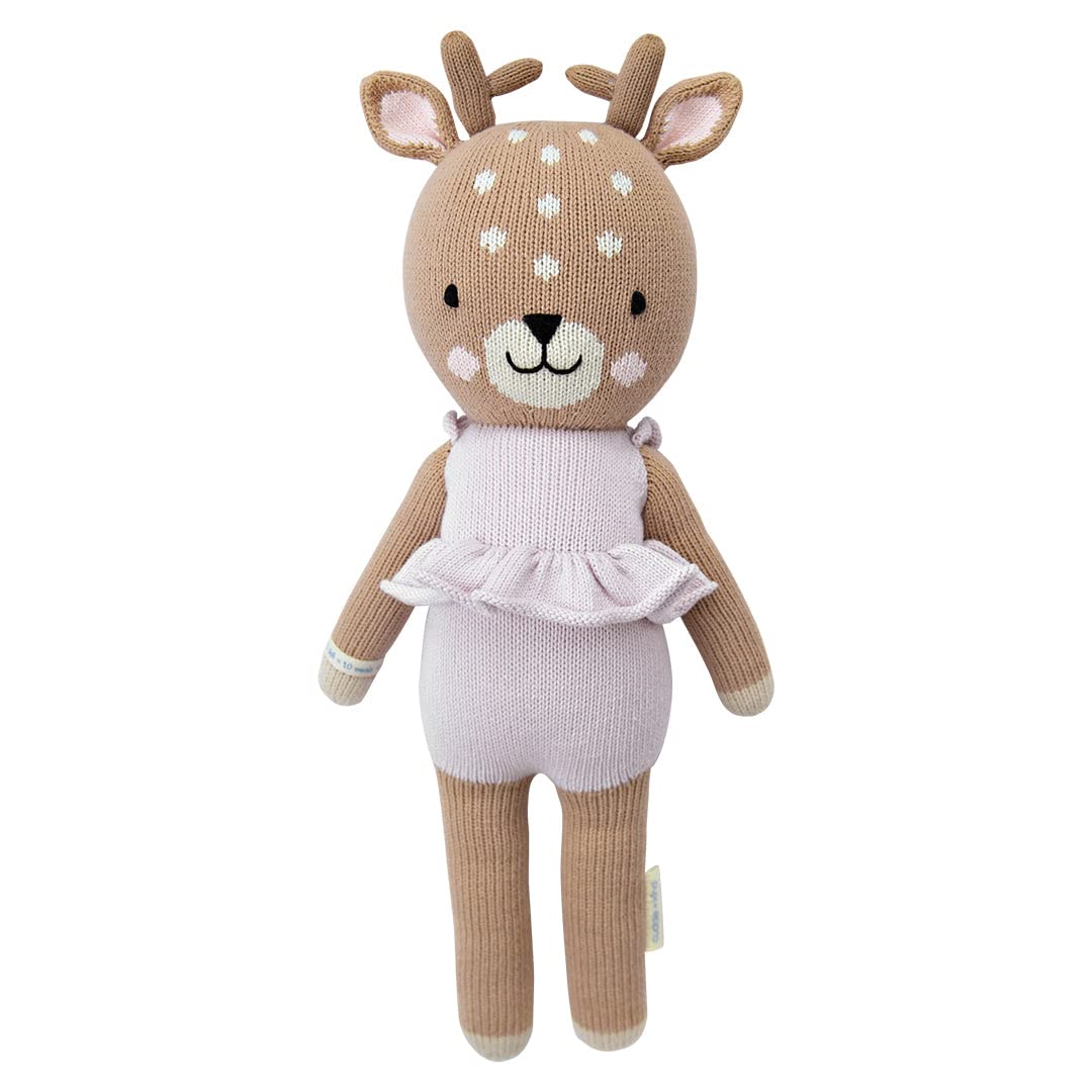 Cuddle + Kind Violet The Fawn Little 13'' Hand-Knit Doll - 1 Doll = 10 Meals, Fair Trade, Heirloom Quality, Handcrafted In Peru,