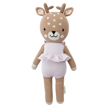 Cuddle + Kind Violet The Fawn Little 13'' Hand-Knit Doll - 1 Doll = 10 Meals, Fair Trade, Heirloom Quality, Handcrafted In Peru,