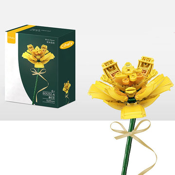 Cihely Flower Bouquet Building Blocks Kits Saffron Yellow 601232-A, Artificial Flowers Building Project To Release Stress And Focus The Mind, For Birthday Gifts To Adults/Teens(100+ Pieces)