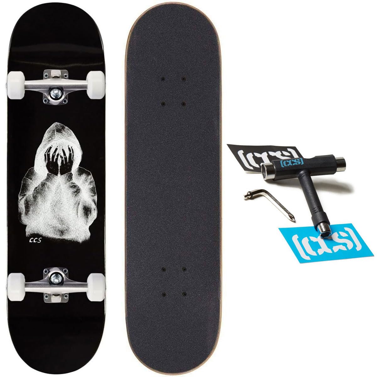 CCS Smile on The Surface Skateboard Complete  Black  8.50 x 32.00