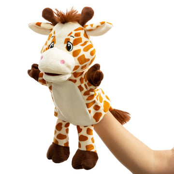 HollyHOME 14-Inch Giraffe Hand Puppet - Tan Sika Zoo Animal Toy, Perfect for Kids' Playtime and Imaginative Fun