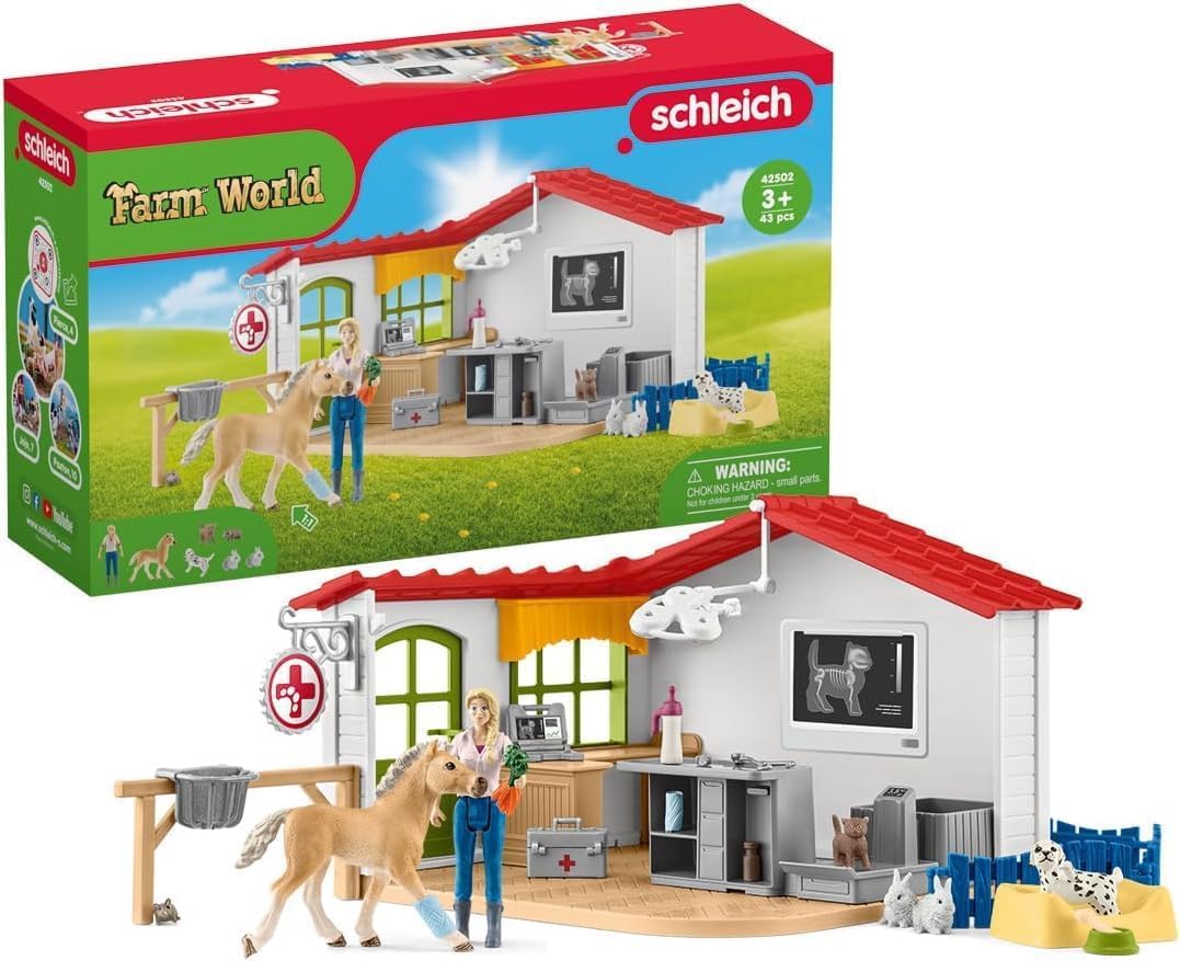 Schleich Veterinarian Kit - 43-Piece Playset with Vet Doll, Exam Table & Accessories, Multi, PVC, Model 42502, for Kids Ages 3+