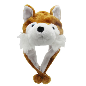 GADMEXILY Plush Animal Hat for Halloween Christmas,Cozy Funny Hats Novelty Party Cap for Kids Girls Boys - One Size (Brown Husky