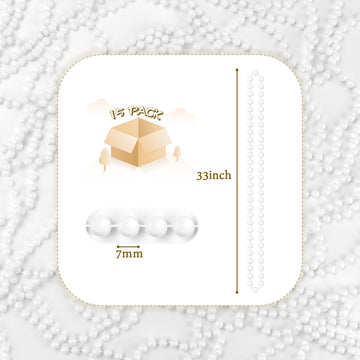 YAXINRUI 33 Inch 7 mm White Bead Necklaces, 15pcs Mardi Gras Beads Bulk Round Beaded Necklaces Costume Necklace for Mardi Gras P