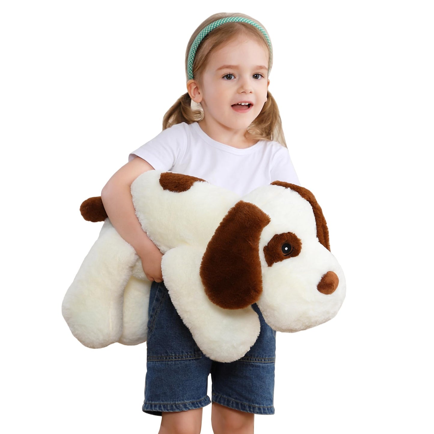 Jellymallow 5 Lbs 27'' Weighted Stuffed Animals Dog Plushie, Cute White Dog Weighted Plush Pillow Giant Stuffed Animals For Kids