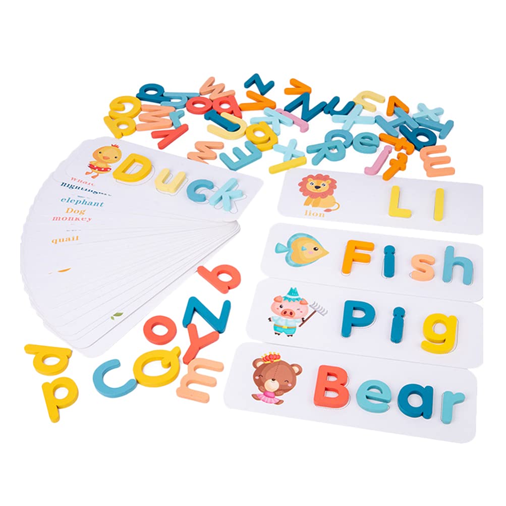 TOYANDONA Wooden Alphabet Matching Letter Games Kids Word Spelling Games Preschooler Educational Toys Birthday Gifts for Kids Bo