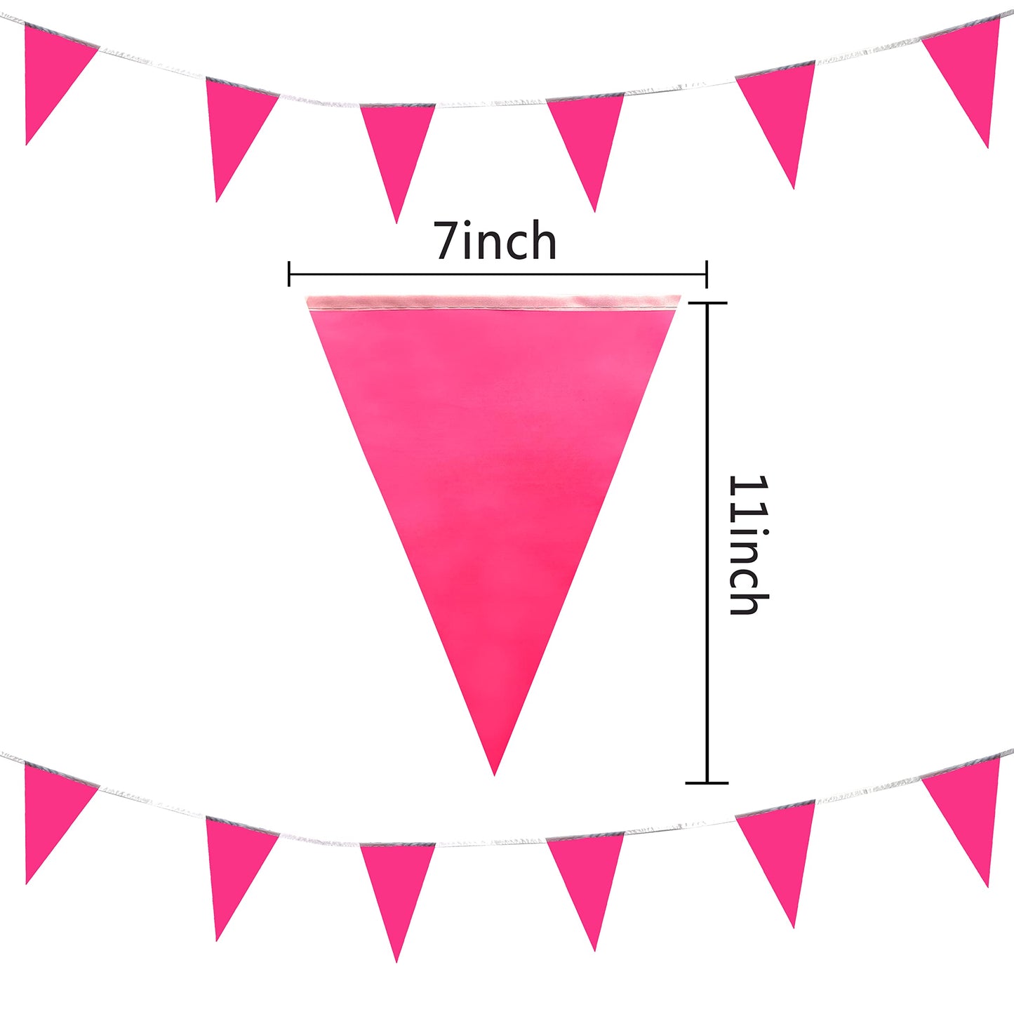 Lybutty 100 Feet Pink Pennant Banners Flags String Hanging Triangle Bunting Flags,Party Decorations For Grand Opening,Kids Birth
