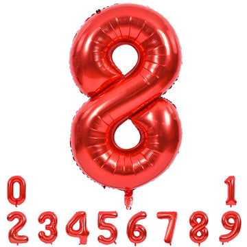Toniful 40 Inch Red Large Numbers Balloons 0-9, Number 8 Digital 8 Helium Balloons, Foil Mylar Big Number Balloons For Birthday