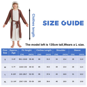 JUICYRAUL Boy Saint Joseph Costume,Biblical Religious Fancy Dress,Shepherd Costume,Perfect for Easter Halloween,Suit for 3+years