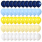 Blue Yellow Balloons Set, 60Pcs Navy Blue Matte Yellow White Party Balloons, Pastel Blue Yellow And White Latex Helium Balloon F