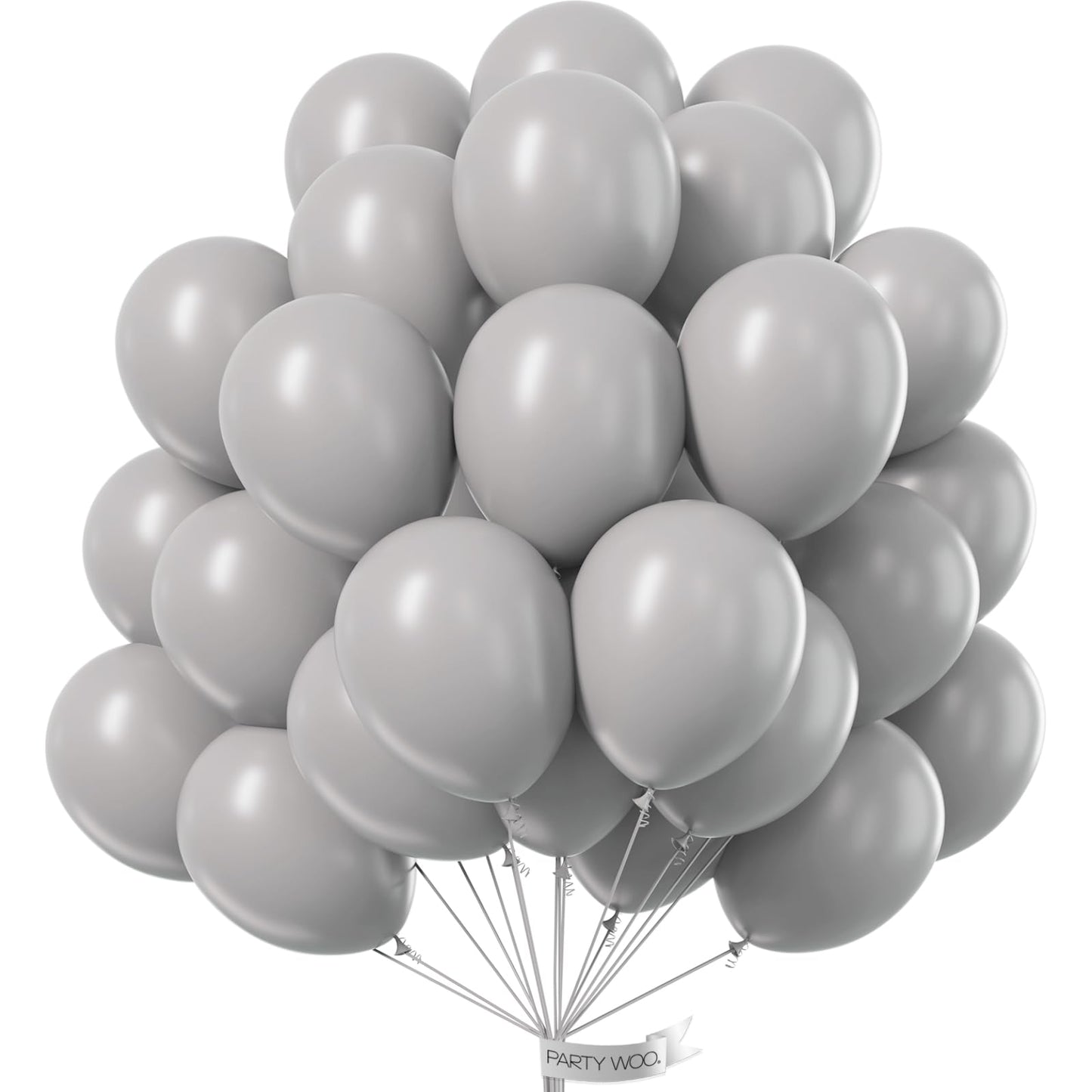PartyWoo Gray Balloons - 50 pcs 12 Inch Matte Rubber Balloons for Birthday, Wedding & Baby Shower Decorations, Model Y71