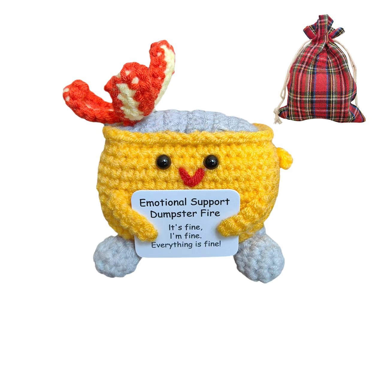 Crochet Dumpster Fire, Handmade Emotional Support Dumpster Fire Toy, Positive Crochet Dumpster Fire Plush Doll, Funny Emotional 