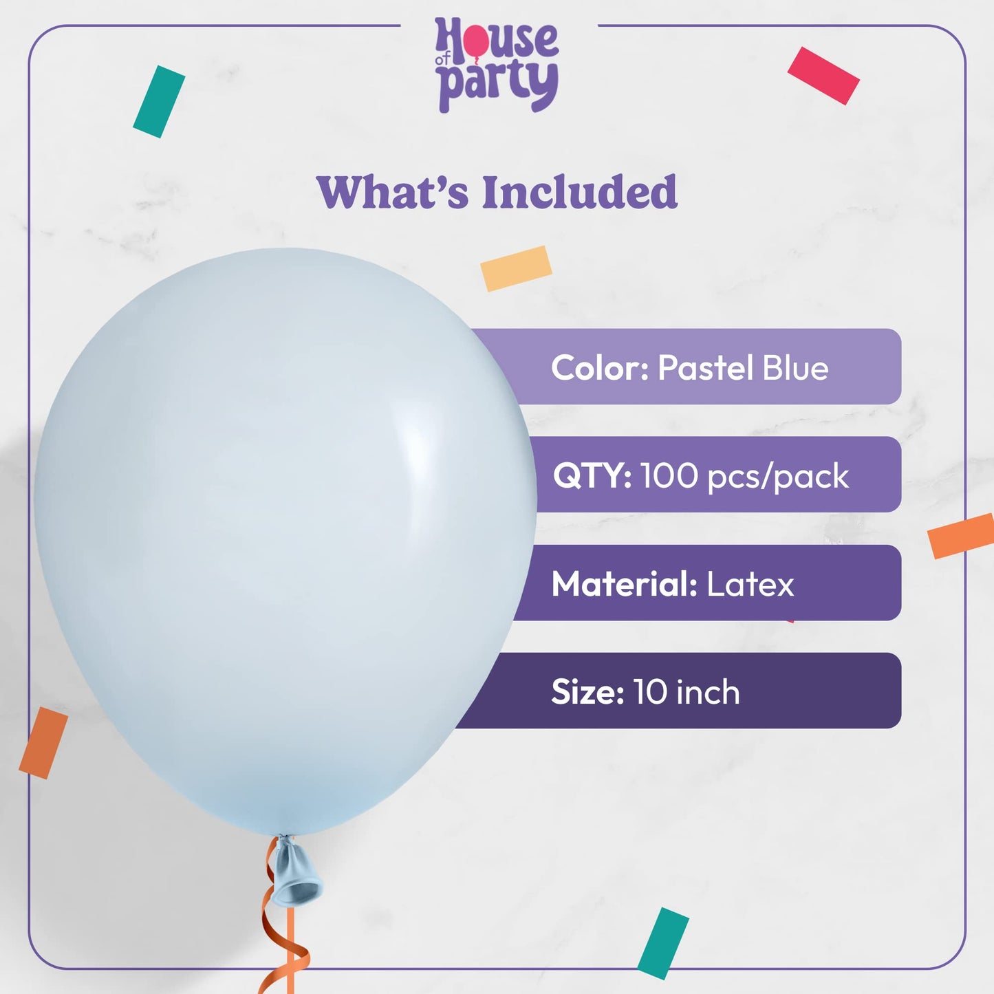 House Of Party Pastel Blue Party Balloons - 100 Pcs | 10 Inch Single Color Latex Balloons For Wedding, Baby Shower & Bachelorett