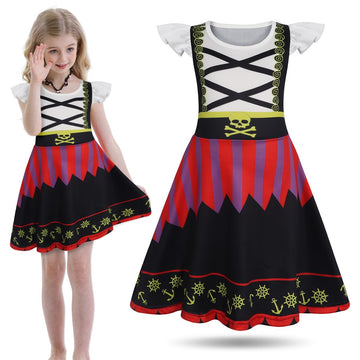Sukyfecde Pirate Costume Dress Up For Girls Kids Buccaneer Cosplay Outfits Birthday Party Dress Halloween Princess Dresses 4T Bl