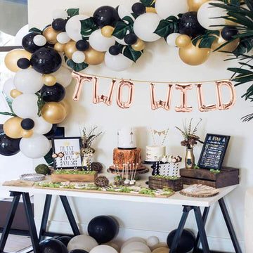 Safari Two Wild Birthday Party Decorations, Rose Gold Two Wild Balloons Banner For Boy Or Girl Jungle Safari 2Nd Birthday Party