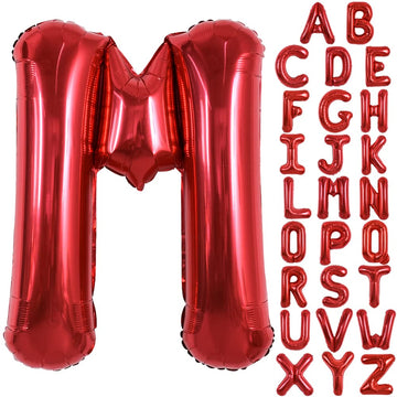 Toniful 40 Inch Large Bright Red Letter Balloons A-Z, Giant Jumbo Helium Foil Mylar Big Letter M Balloons For Birthday Party Ann