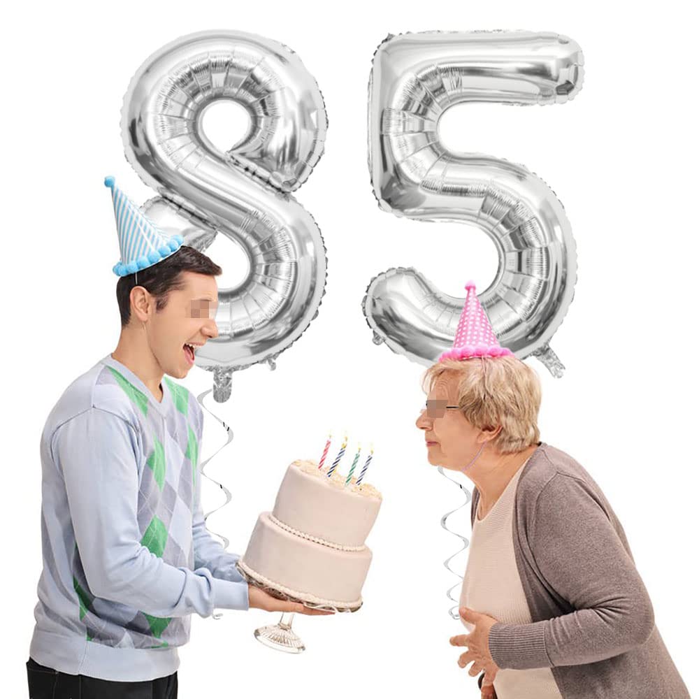 Maigendoo Jumbo 85 Number Balloon 40 Inch Large Digit Balloons Huge Helium Balloon Foil Mylar Balloon With Swirl Decorations For