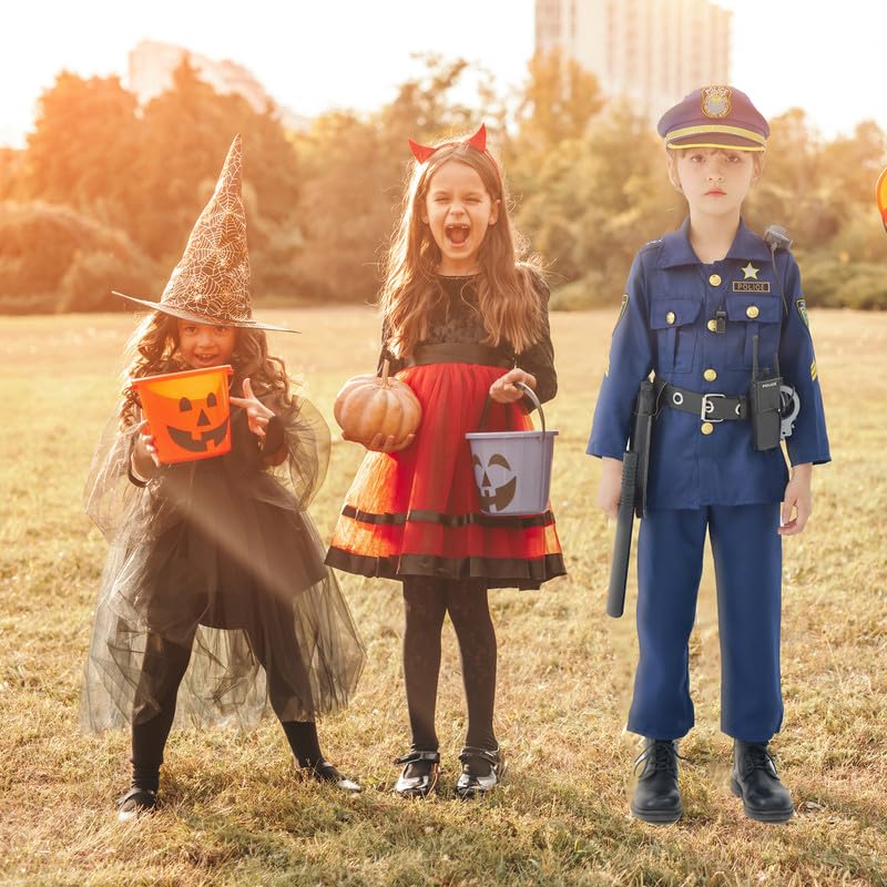Udekit Police Cosutme For Kids, Police Officer Costume Uniform Set With Accessories For Kids Boys Girls Halloween Cosplay Party