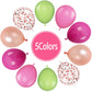 Paready Tropical Party Green Pink Balloons, 60 Pcs 12 Inch Green Hot Pink Rose Gold Confetti Balloons For Hawaiian Luau Theme Pa