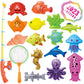 Cozybomb™ Kids Fishing Bath Toys Game | Magnetic Floating Toy Magnet Pole Rod Net, Plastic Floating Fish Toddler Pool Education Teaching And Learning Colors Birthday Age 3 4 5 6 Year