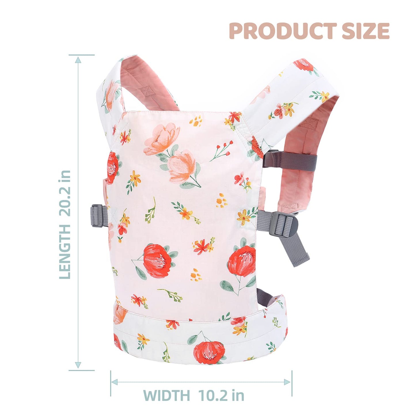 Baby Doll Carrier Front and Back Baby Doll Accessories Backpack Kid Toddlers Play Toy Baby Carriers for Babydoll Pretend with Adjustable Straps for Little Girls (Flowers)