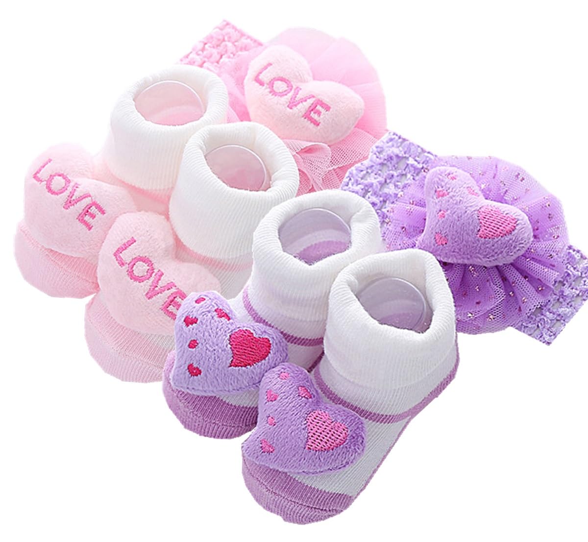 Reborn Baby Doll Clothes Accessories 18-22 Inch Reborn Newborn Doll Clothing Headbands & Socks Sets 4 Pcs
